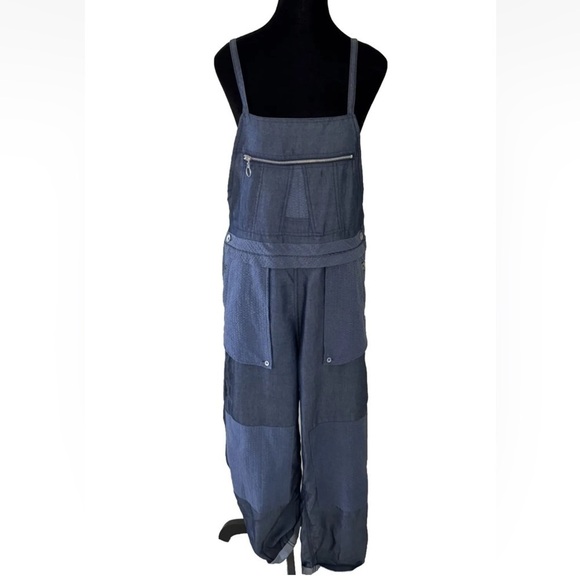 NWT Adam Selman Inside-Out Overalls Size 6 Lightweight Indigo Made In USA Cargo - Picture 1 of 16